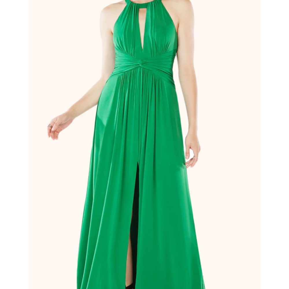 NWT BCBGMAXAZRIA Christiana cutout gown green never worn size 4